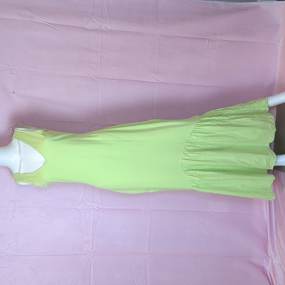 Nasty Gal Plunge Neck Cotton Jersey Maxi Smock Dress in Lime Green size 6